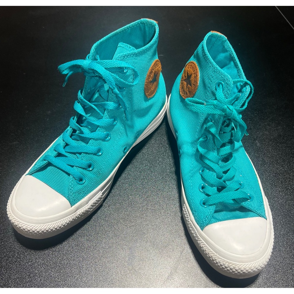 Converse Chuck Taylor All Star High Top Teal Blue Suede Patch 146653F Men 7 Wo 9